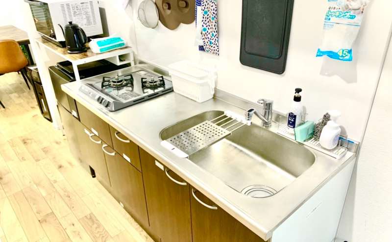 調味料、調理器具充実のキッチンは無料