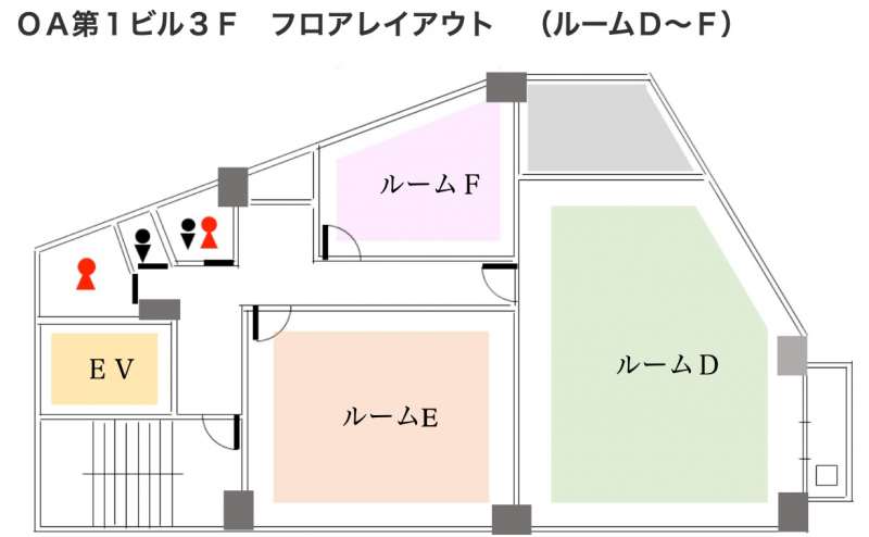 同フロアにルームDとEがございます。まとめてのご利用も大変便利です