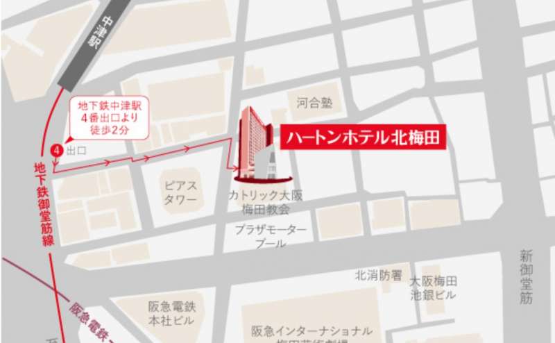 JR、阪急、阪神、地下鉄全て便利。アクセス抜群のホールです