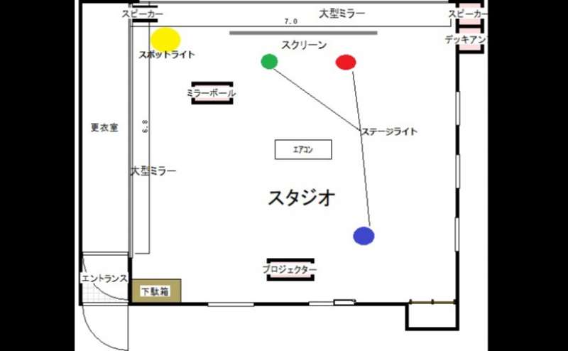 10人～15人楽にダンスの練習が出来る広さです。