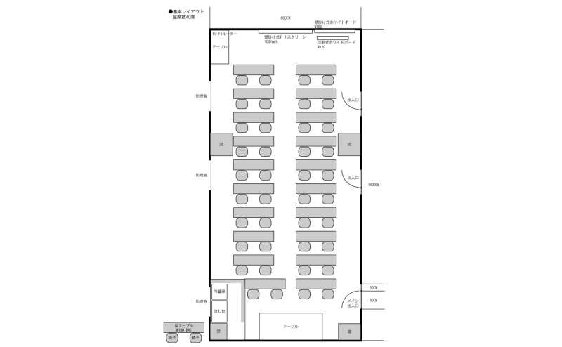 基本レイアウト 座席数2名掛け40席