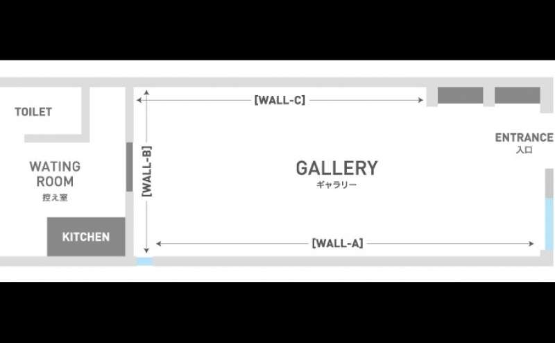 間取り図。壁面長：約14m（SHELF、扉部分を除く）／天井高：2.81m WALL-A：6.23m／WALL-B：2.60m／WALL-C：4.41m SHELF-1：0.72m／SHELF-2：0